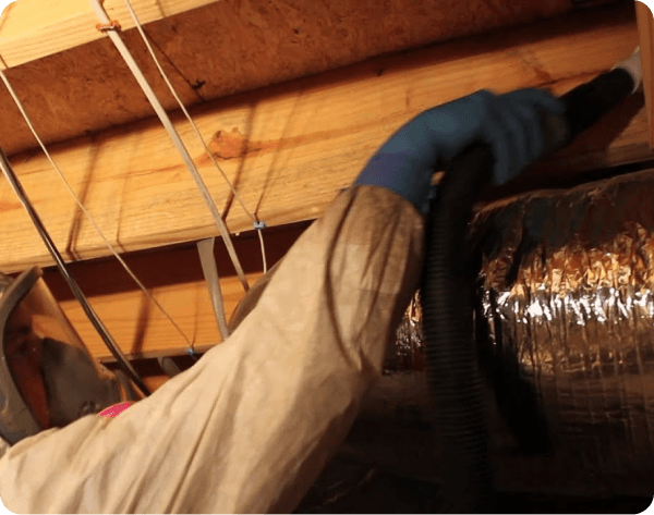 Old attic insulation being vacuumed out